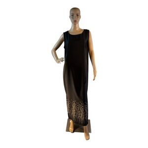 Courtenay Women’s Vintage Black flower Sleeveless Maxi  Dress 16